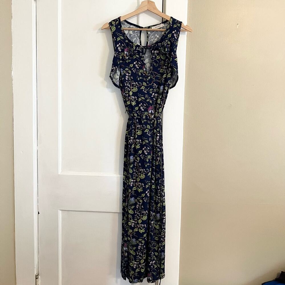 Oasis ASOS navy bird print maxi dress tropical floral